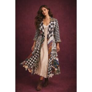 Feratelli Patchwork Kimono Longline Duster Cardigan Small Boho Whimsigoth Artsy